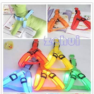 Mode Safety Dog Pet Belt Harness Leash Tether Glow LED Flashing 