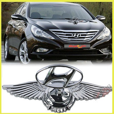 Car LOGO +Wing Front Metal Emblems Hood Bonnet For Hyundai i10 i20 i30 