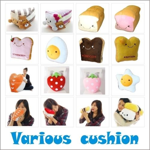 food cushion pillow suish bread egg toast donut banana