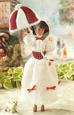   PATTERN ONLY Mary Poppins Style Fashion Doll Barbie Dress Umbrella