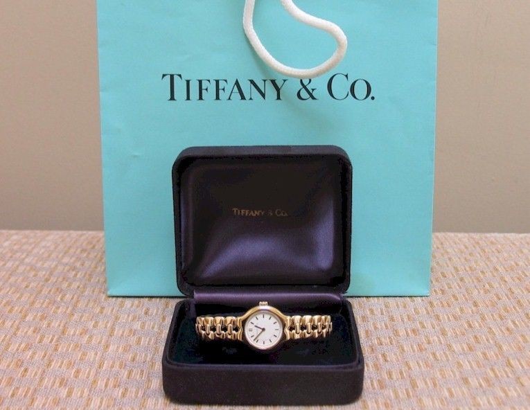 LADIES TIFFANY & COMPANY TESORO 18K GOLD WATCH & BRACELET