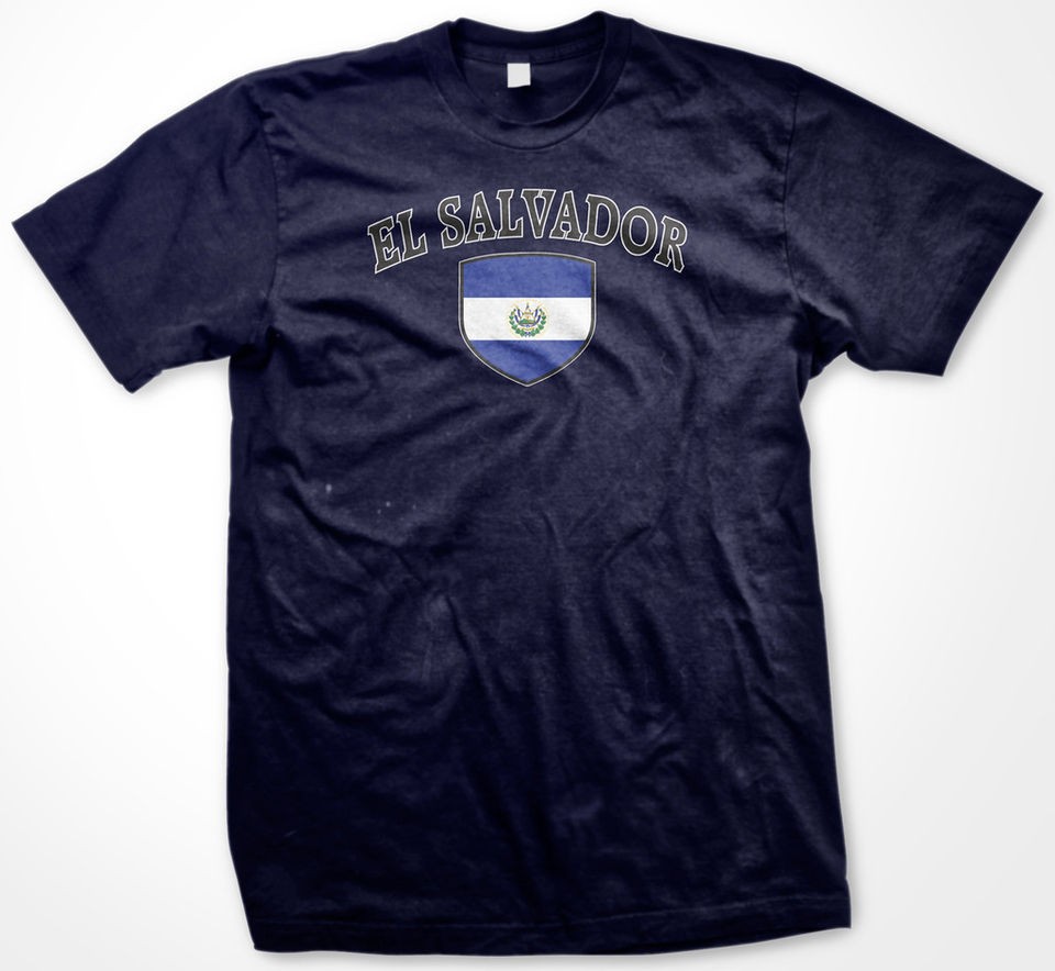 El Salvador Country Crest Flag Soccer Mens T shirt