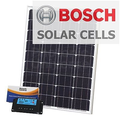 80W 12V solar panel kit (10A controller, 5m cable) for camper / boat 