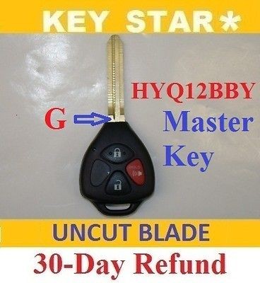 NEW 2011 2012 UNCUT TOYOTA 4RUNNER KEY REMOTE HYQ12BBY (G stamp on key 