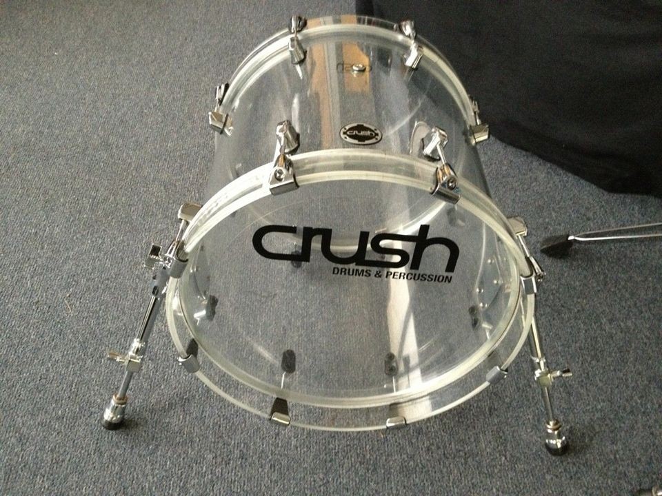   Acrylic Bass Drum 18 x 16 Clear Seamless Virgin Shell Kick Drum