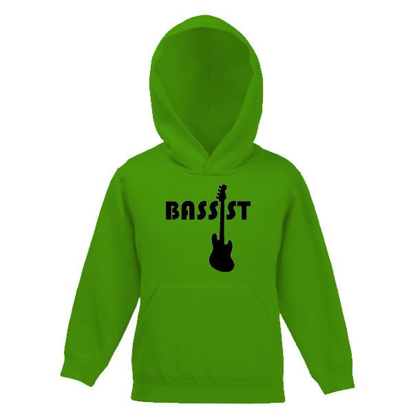 BASS GUITARIST FUN BASSIST GUITAR MOTIF CHILDS HOODED TOP HOODY 12 