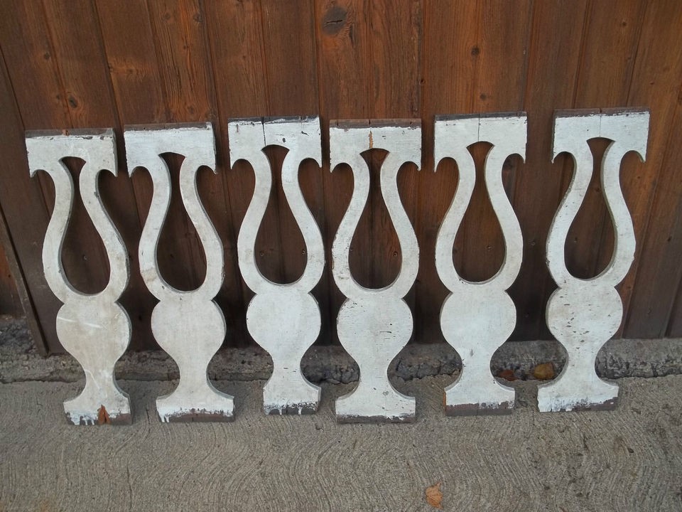   1800s Harp Shaped Flat Porch Balusters, 6 by 22 1/2, 