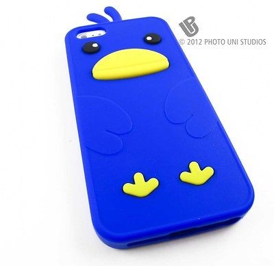 BLUE CUTE 3D DUCK SOFT GEL RUBBER SKIN CASE COVER APPLE IPHONE 5 6TH 