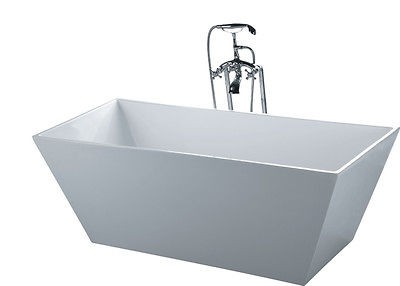 New Modern Rectangle Pedestal Bathtub Soaking Tub SPA Clawfoot Indoor 