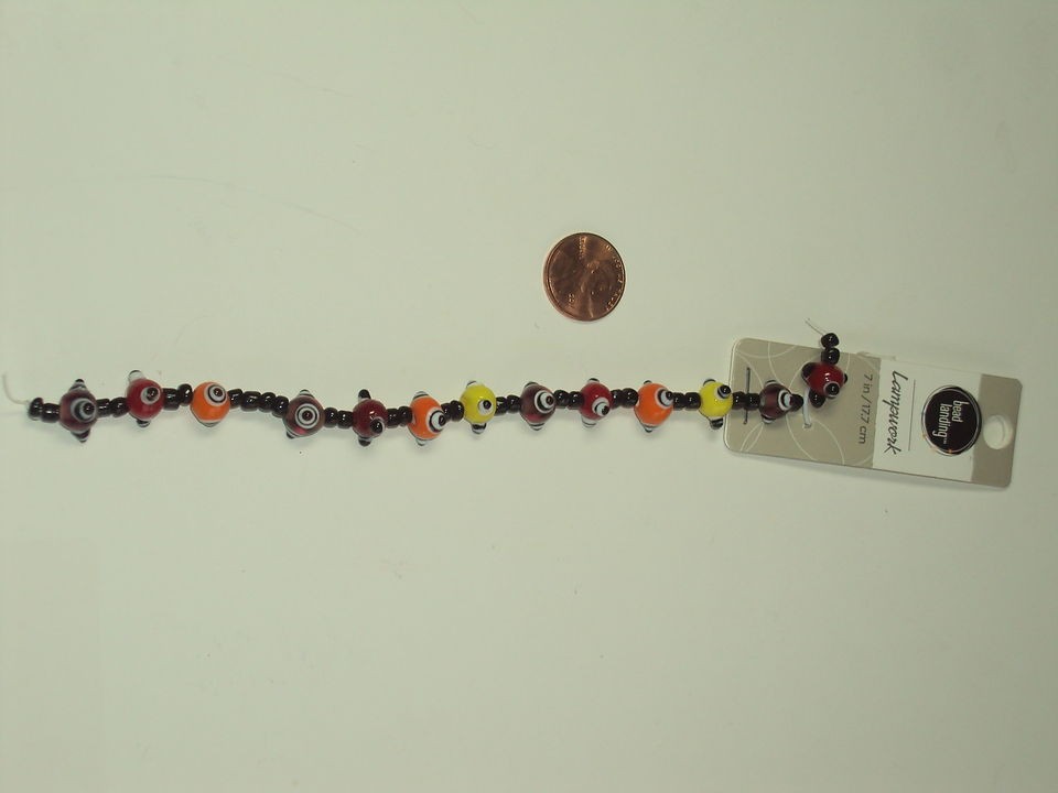 Bead Landing, Lampwork, 7 in, Purple, Red, Orange, Yellow, Black