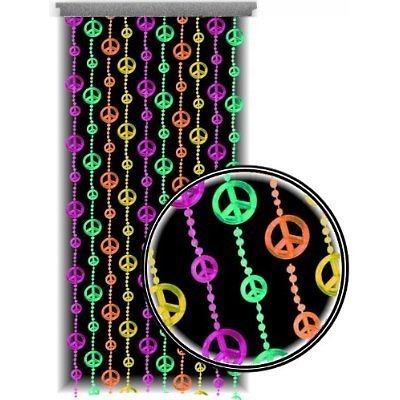 Beaded Curtains Blacklight Reactive Neon Peace Sign Door Beads