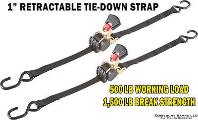   RETRACTABLE RATCHET TIE DOWN STRAP BOAT TRAILER MOTORCYCLE ATV CARRIER