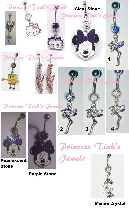   Dangle Belly Bars *HELLO KITTY, BETTY BOOP, SPONGE BOB, TINKERBELL