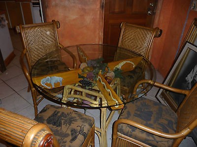 kitchen or patio, ratan custom made chairs, and table base/40  glass 