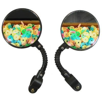 pc FLEXIBLE BIKE BICYCLE HANDLEBAR ROUND MIRROR REARVIEW BLACK