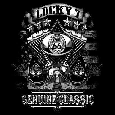 Bike Shirt Lucky 7 Route 66 Genuine Classic Card Poker Engine Rally 