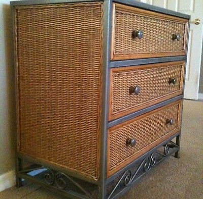 Pier One, Pier 1, Wicker And Metal 3 Drawer Dresser.