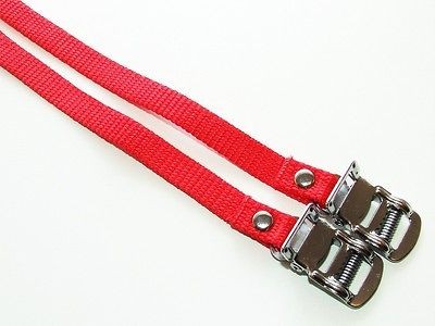 Red Cordura Nylon Toe Straps 400mm   Fixie Fixed Gear Track Road