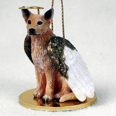 Australian Cattle Dog Figurine Angel Statue Hand Painted Red