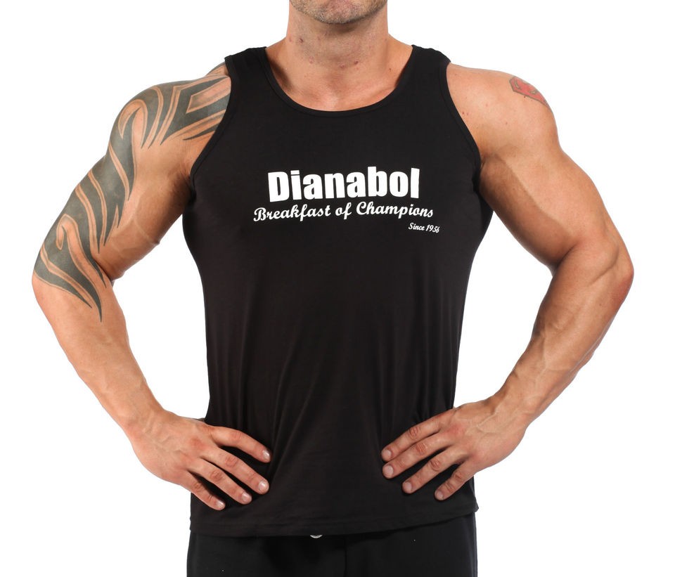 BLACK STERIOD DIANABOL BODYBUILDING VEST WORKOUT GYM CLOTHING