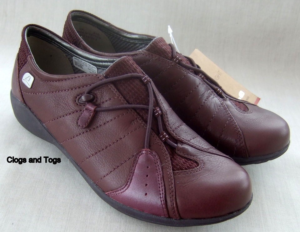 NEW CLARKS FLEXLIGHT INDIGO SLIP BORDEAUX LEATHER SHOES