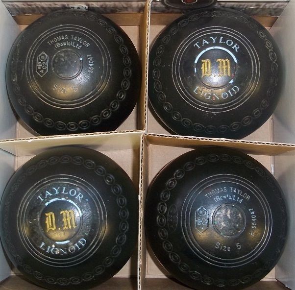 TAYLOR LIGNOID LAWN BOWLING BOWLS BLACK SIZE 5 HEAVY