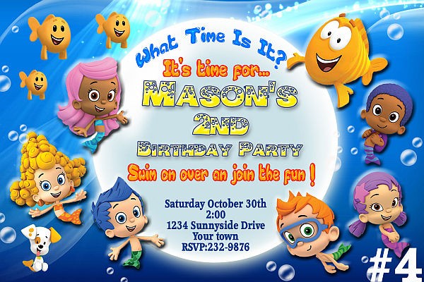 bubble guppies invitations in Home & Garden