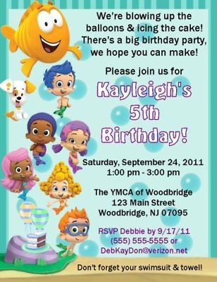 Bubble Guppies Invitations/Birthday Party Supplies