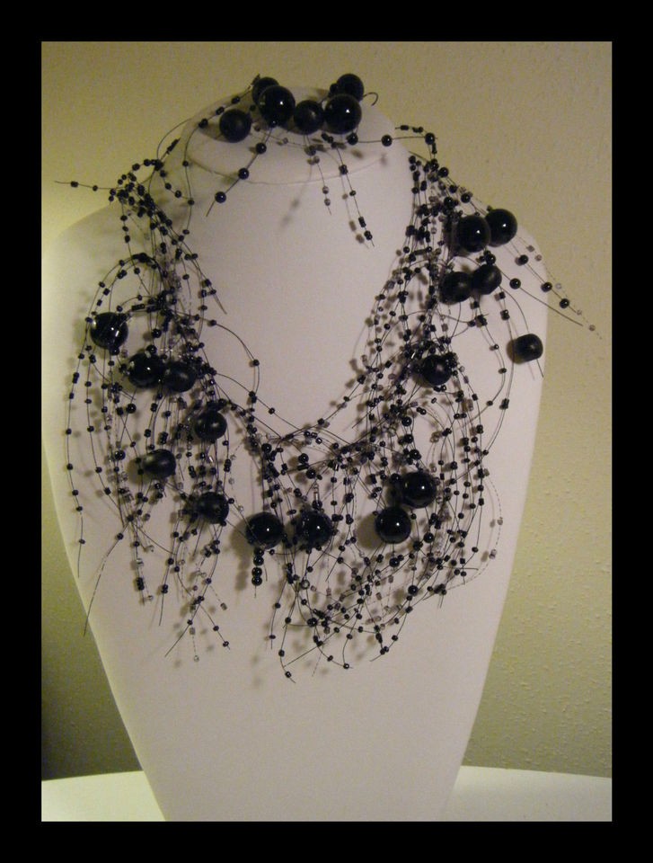 Extravaganza Black Necklace Set Drag Queen Bridal NY Show Girls