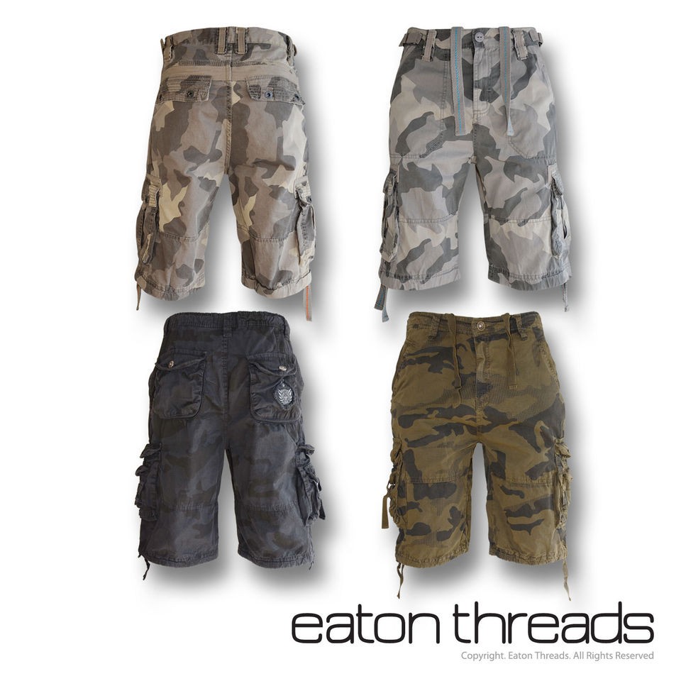   Laundry Designer Branded Summer Cargo Camo Shorts Combat Cotton Storm