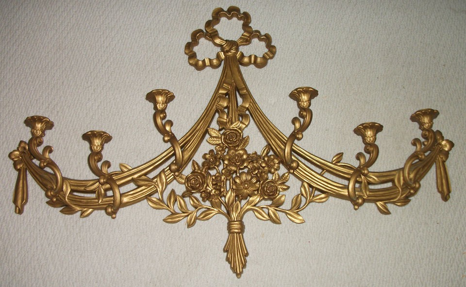 Vintage Syroco Candelabra 6 Candle Holder Sconce Wall MCMLXX #4093