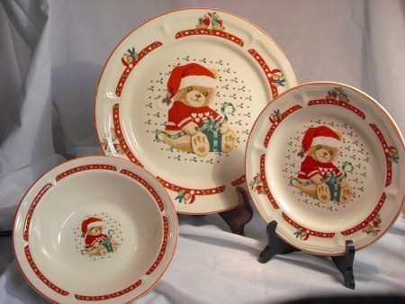 Piece TEDDY BEAR SANTA Kids Dishes Dinnerware Set