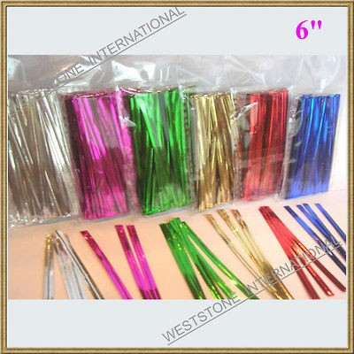 100 pcs 6 Metallic Twist tie for Cello Candy Bag