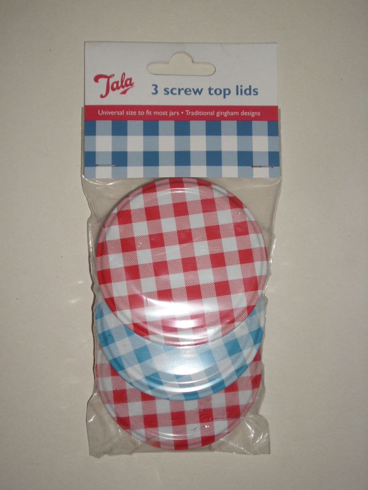 New Tala Metal Screw Top Lids Jam Jars Pk3 Gingham Preserve