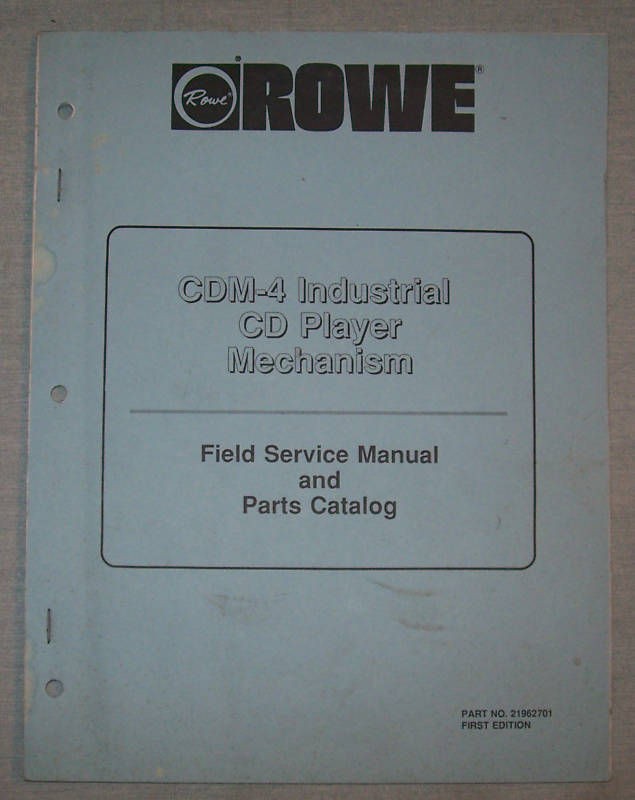 ORIGINAL ROWE CDM 4 CD PLAYER SERVICE MANUAL & CATALOG