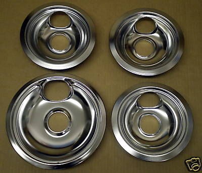 CP2 Range Stove Chrome Drip Pans Bowls Set 3/ 6 1/ 8