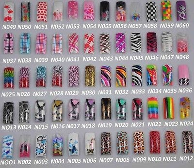 60 Charming Different Designs Acrylic French False Nail Art Tips NEW 