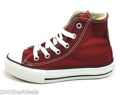 CONVERSE ALL STAR Chuck Taylor High Top Maroon YOUTHS GIRLS Sizes 
