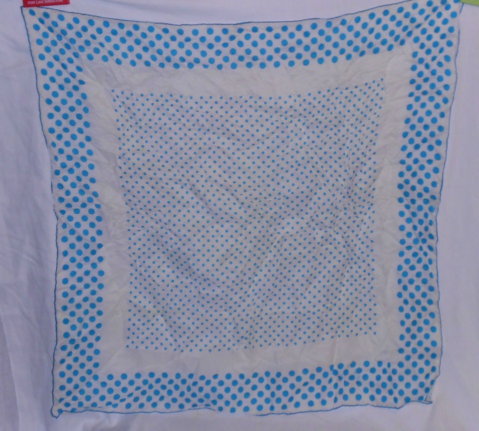   vintage ladies womens scarf teal turquoise polka dot rayon or silk 31