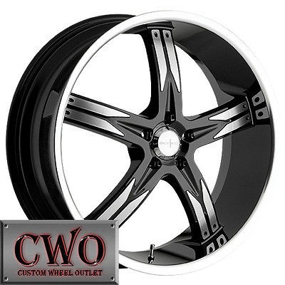 22 Black Devino Flawless Wheels Rims 5x115 5 Lug CTS STS DTS GRAND 