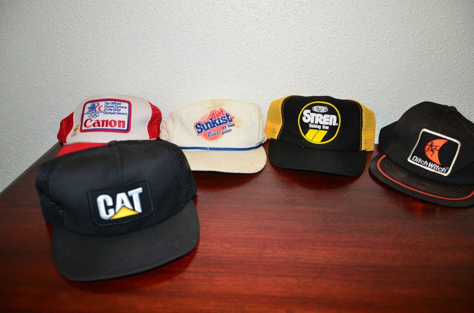 SET OF 5 VINTAGE TRUCKER HATS CANON CAT SUNKIST DITCH WITCH DUPONT 