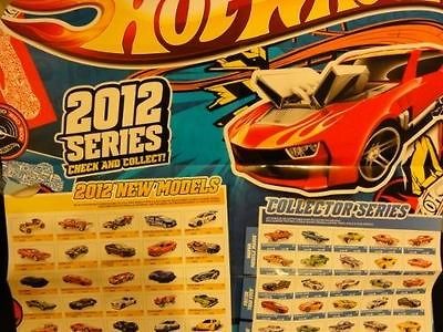 HOT WHEELS POSTER 2012 SERIES COLLECTORS CHECK OFF HOTWHEELS FOLDED 