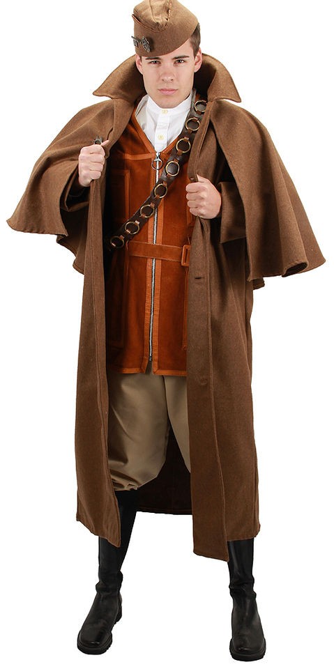 Brown Inverness Coachman Cape Steampunk Victorian Aviator Sherlock 