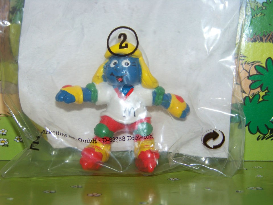 Vintage McDonalds Smurf Rollerblade Smurfette 1997 NIP