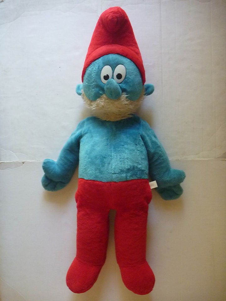   vintage PAPA SMURF 1m/3½ft HUGE soft plush toy doll 1980 Peyo AUSSIE