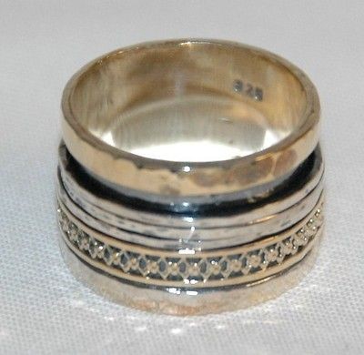 FRANKLIN MINT  Meditation Rings  Sterling Silver with 9 Karat Gold 