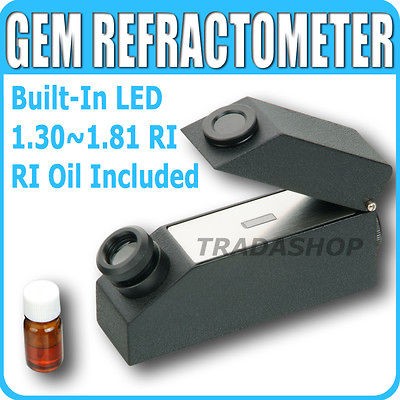   Gemological Gemstone Gem Refractometer Built in Light + RI Index Oil