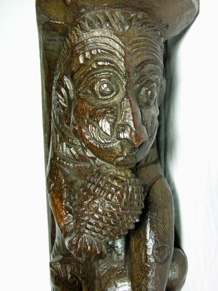 Large Antique Indian Wooden Statue/Corbel of Hanuman, C.1890