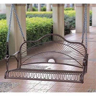 International Caravan Iron Patio Sun Ray Porch Swing 3484