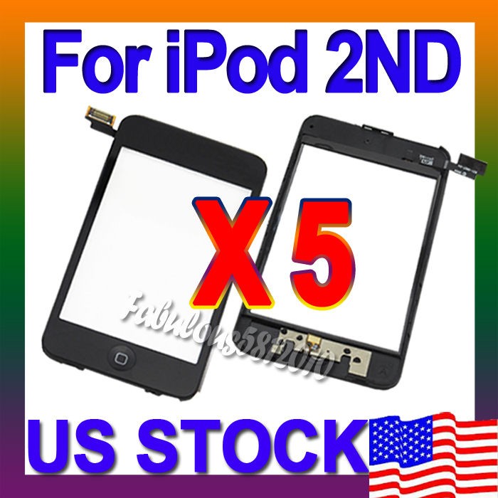 LOT=5PCS REPLACEMENT FOR Ipod Touch 2nd Gen Glass Digitizer Frame 